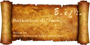 Balkovics Álmos névjegykártya